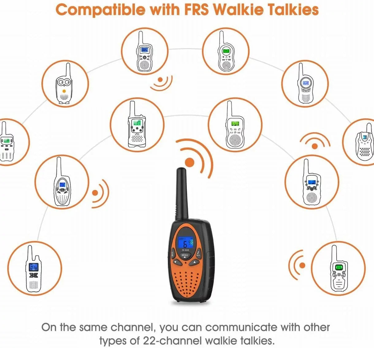 Cancelling Free for Adults, Walkie 1) Talkie Kids for Talki Noise Women /Hands Cruise Range Radios with Long FRS Way 2 Two Hiking Ship Walki (Orange Camping in