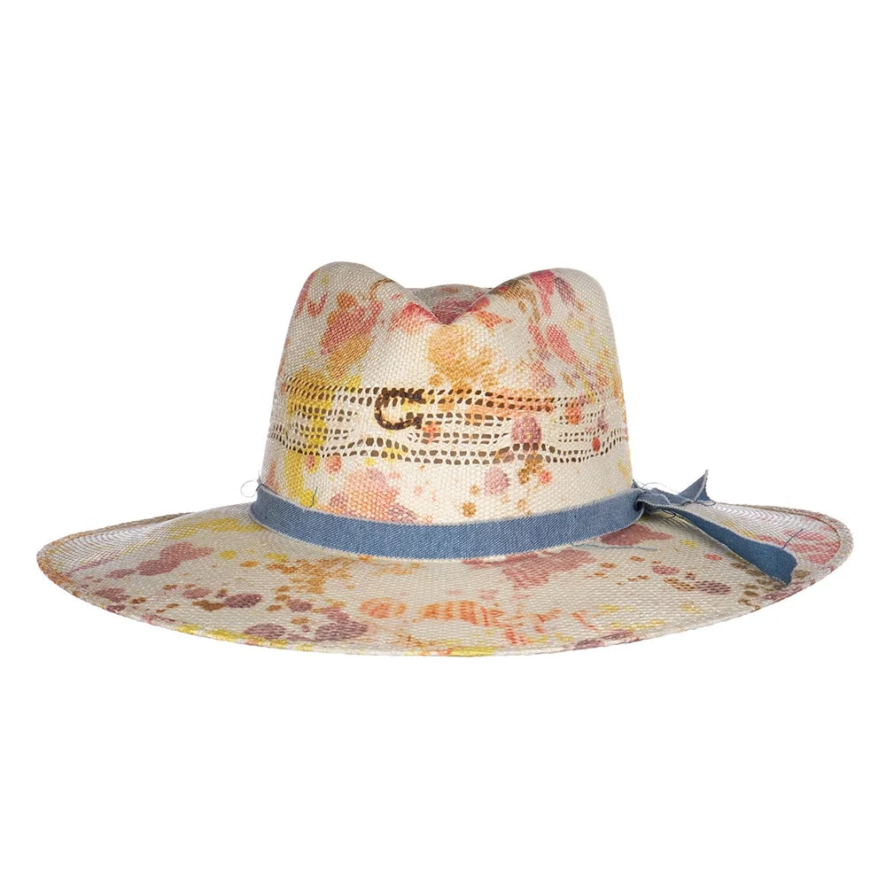 Multi Splattered Womens Fashion 3/4` XL Splash Charlie Horse Brim Hat Big 1 3