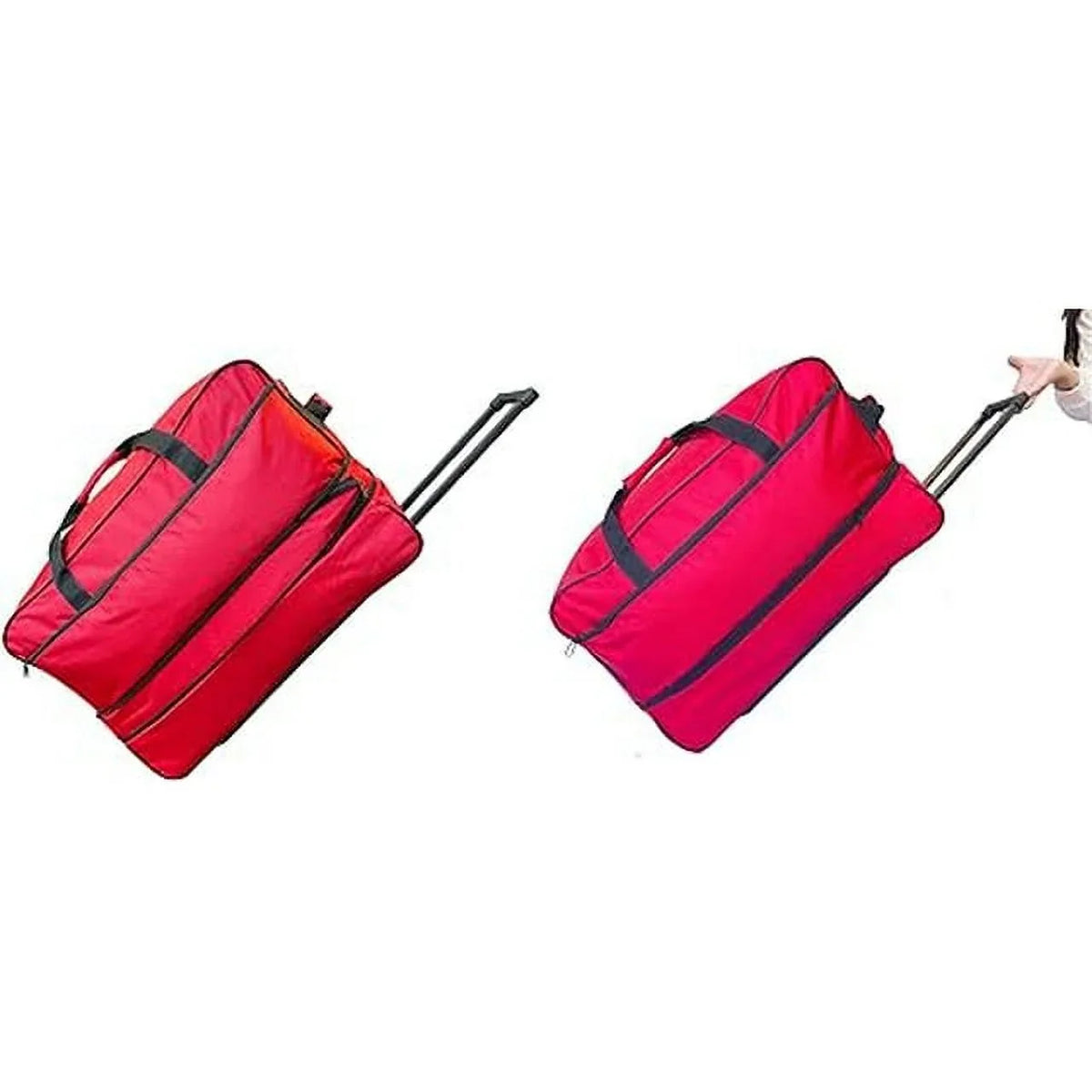 Duty - Heavy Travel Bar Iron Red Wheels System, - Collapsible 28" with Multi-Pocket Duffle Bag Bag