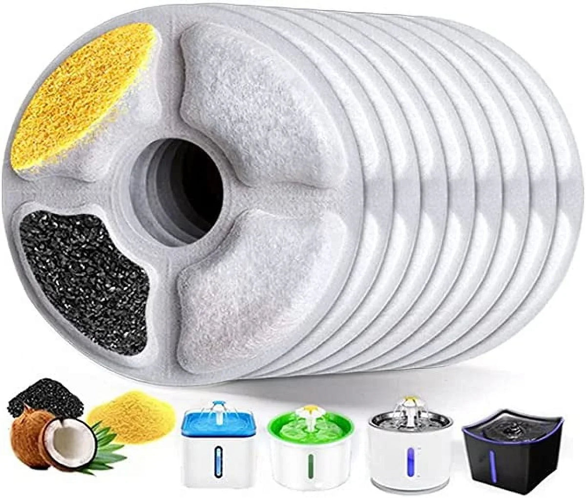 Water Filter Dispensers,Ion Activated Filters Pet Most Filter Carbon Water Replacement Exchange Fountain Cat Fountain Cat 9Pack,BYEWIRE Dog Replacement Water Resin for and