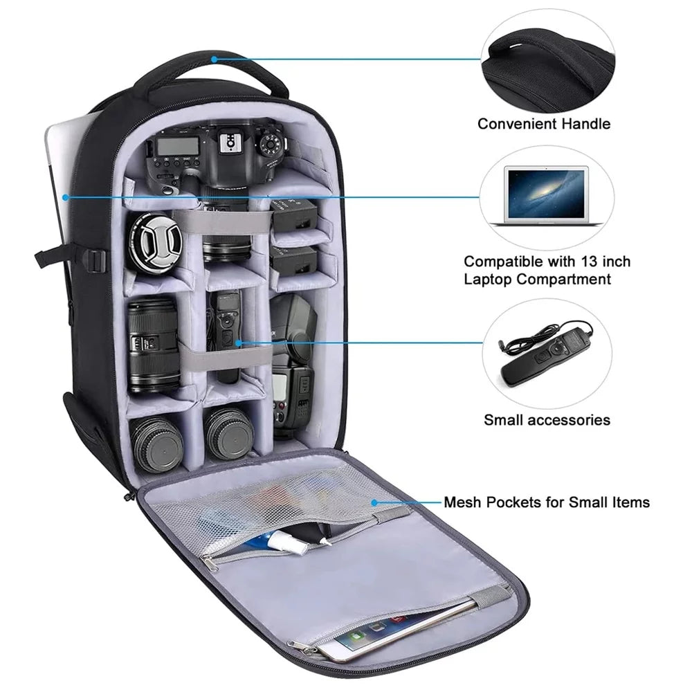 Black Compartment, Backpack DSLR/SLR/Mirrorless Camera Holder&Laptop Photography Camera Mosiso Canon/Nikon/Sony/DJI Bag Mavic Drone, for Hardshell Tripod Waterproof Protective with Case