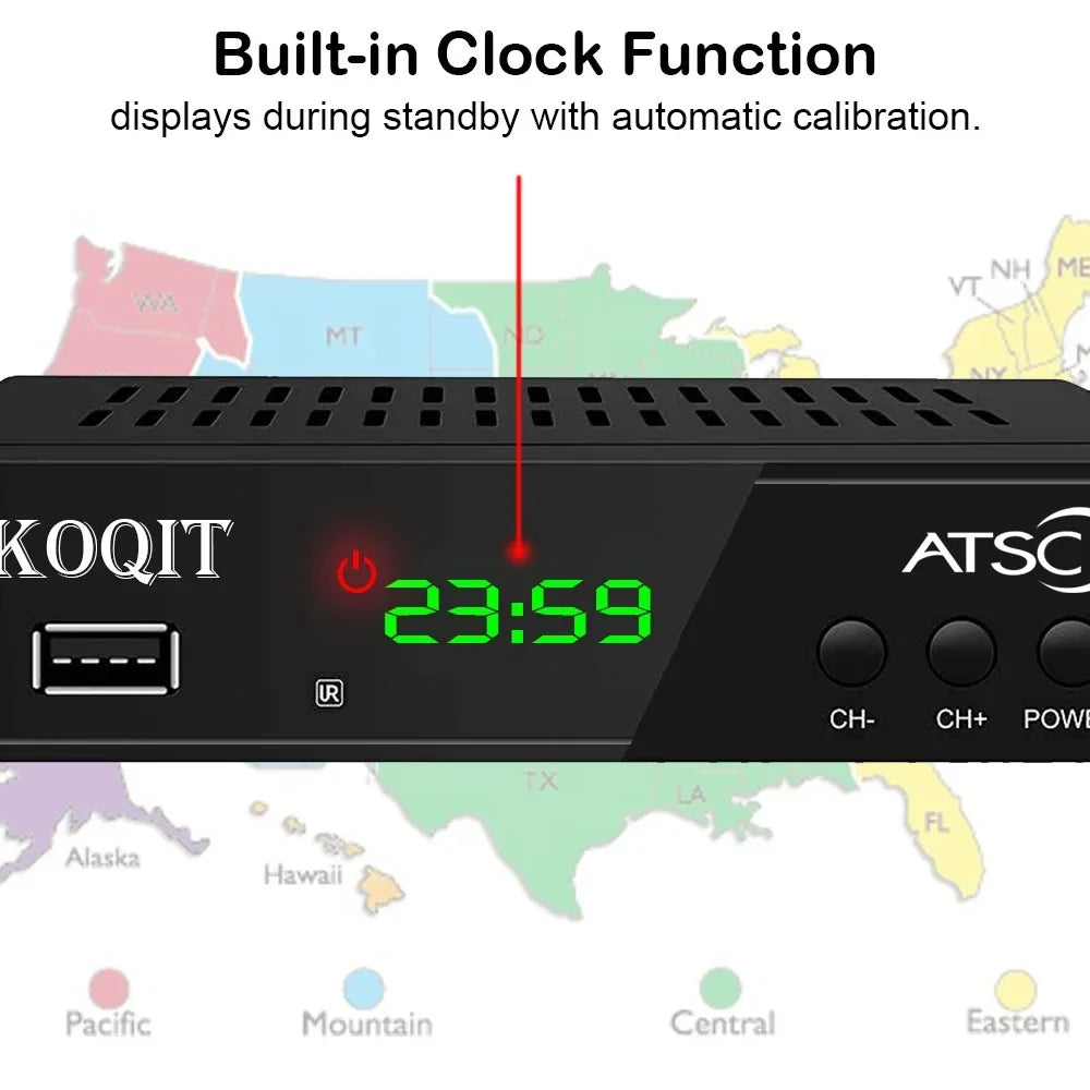 ATSC Recorders to Digital, TV Box USB, OTA Hours, 12/24 Digital to Converter Box Set Coax HDMI Top Digital Box, Clock to Analog tv Multimedia Tuner