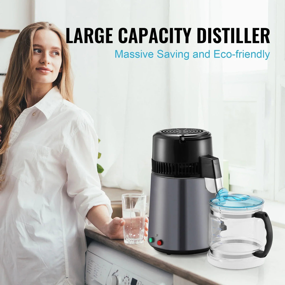 Steel Purifier Water Machine SKYSHALO Distiller 4L Countertop Interior Stainless