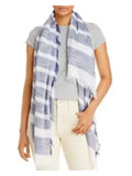 Cotton Scarf Blue AQUA Striped Scarf Ischia Lightweight Fringed Womens