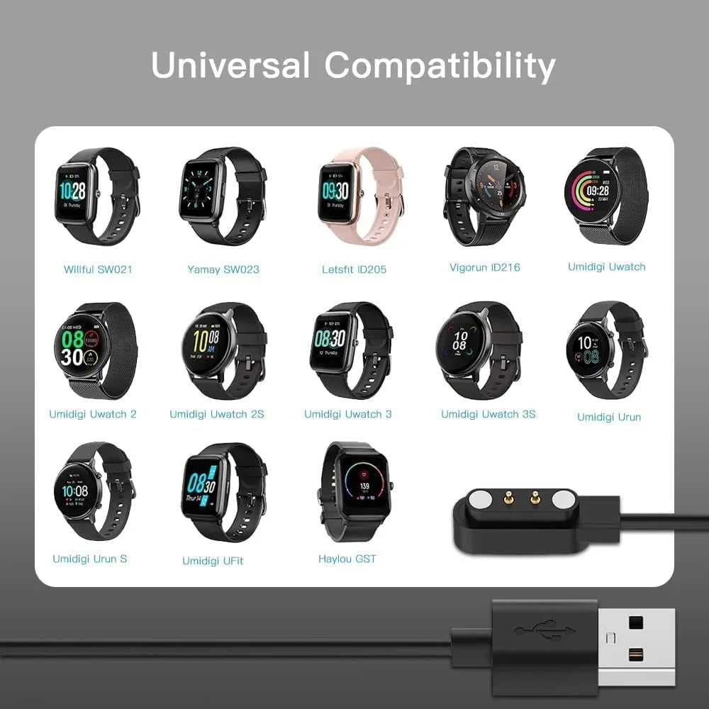 Willful Cable Smart YAMAY Watch Magnetic [2-Pack] 3.3FT Charger Letsfit SW021 for VeryFitPro ID205L USB Charging SW023