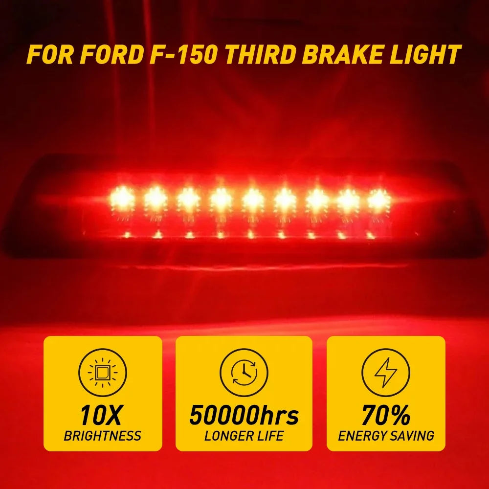 Brake For 2009-2014 3rd Light/Rear Power Saving, The F150, Light Smoked IP67 Cargo Ford Waterproof