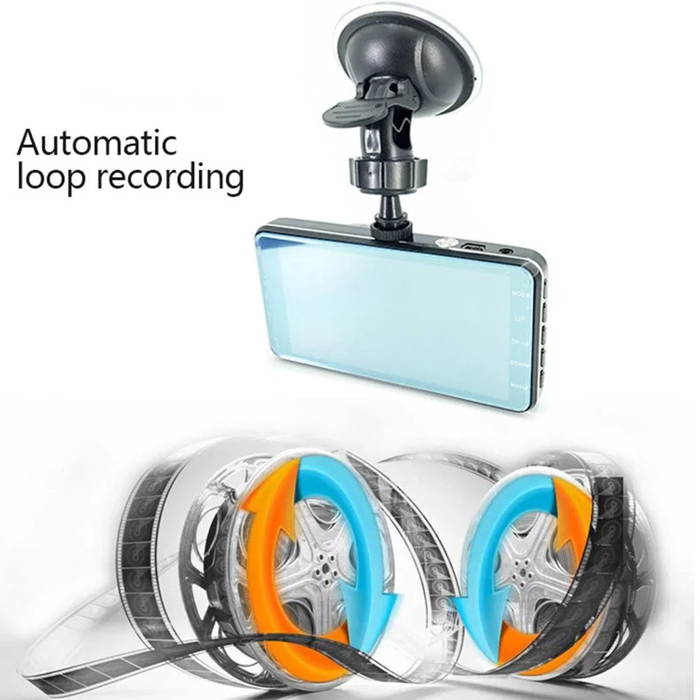 Screen Car Dual G-Sensor Dash Front Rear DVR Touch 4\\\" Recorder 1080P Cam Camera