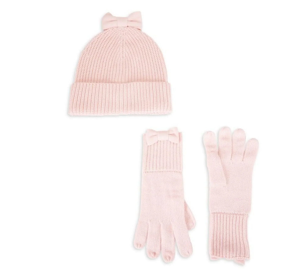 Bow Women Set Rose York for & Beanie Spade New Accessories Gloves Kate Pink