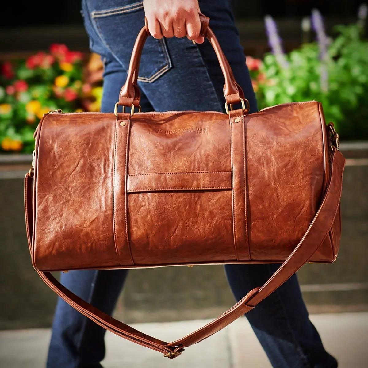 Bag Brown Duffle Theodore Suitcase Mens with Bag, Strap Large Weekend