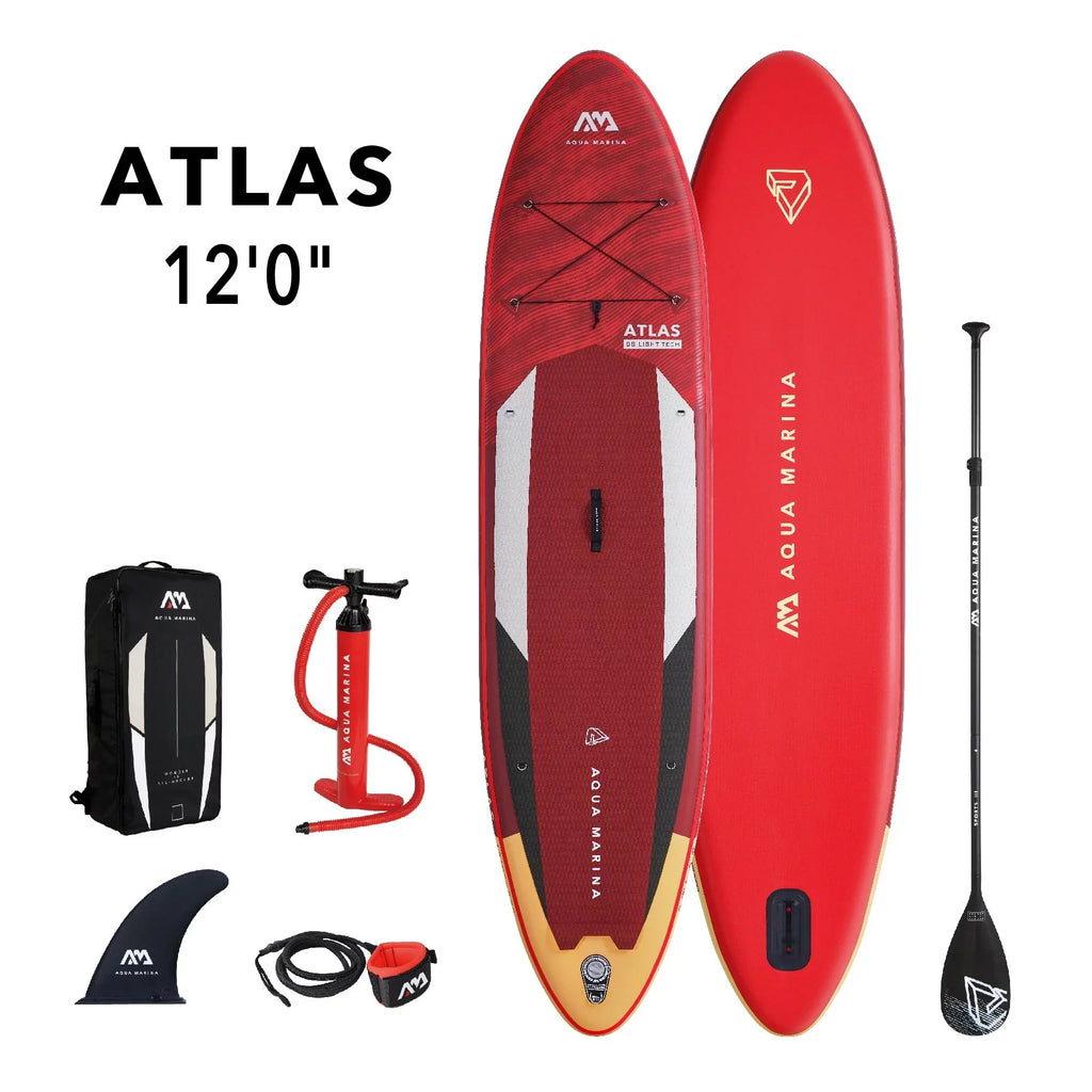 Pump 12'0" - Up Paddle including Marina Paddle, Aqua Harness ATLAS & Stand SUP - Inflatable Safety Package, Board Carry Fin, Bag,