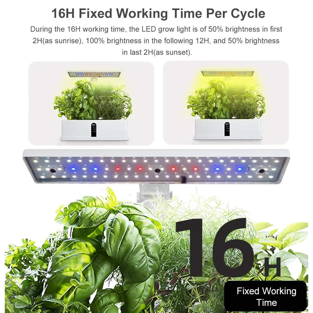 9 LED with Hydroponics Kitchen 15W for Home Height Automatic Timing Adjustable Indoor Office Lights Tank Garden Smart Kit Smart 2L Grow Water Pump Growing Water System Pods