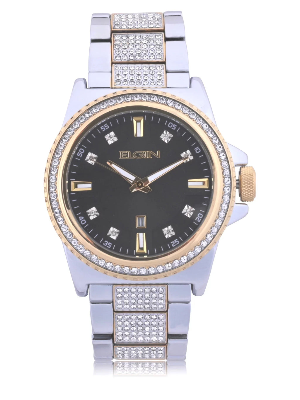 Adult Watch Elgin Case and Gold with Stones Alloy Male (FG180015ST) in Bracelet and and Set Silver
