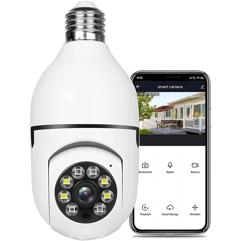 5GHz Surveillance Audio Panoramic Night Motion 360 Two E27 Pack) (2 JahyShow with Detection, Bulb Wireless Home Camera, Viewing, View 1080P Cameras Way Degree Lens, Vision, Light CCTV Remote