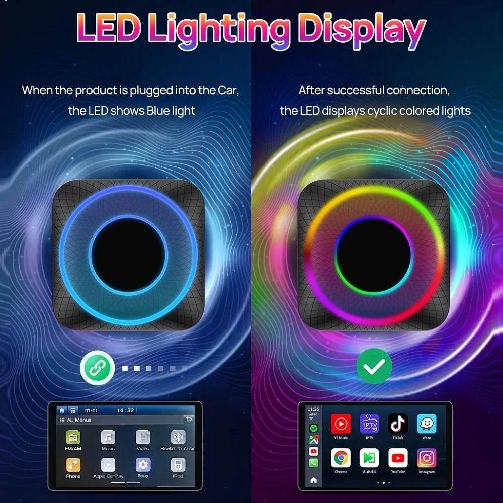 CarPlay & Netflix 13 Led Android Wireless QCM6225 Auto Apple For Accessories Smart Ai Car Tv Youtube Android Carlinkit Box Box