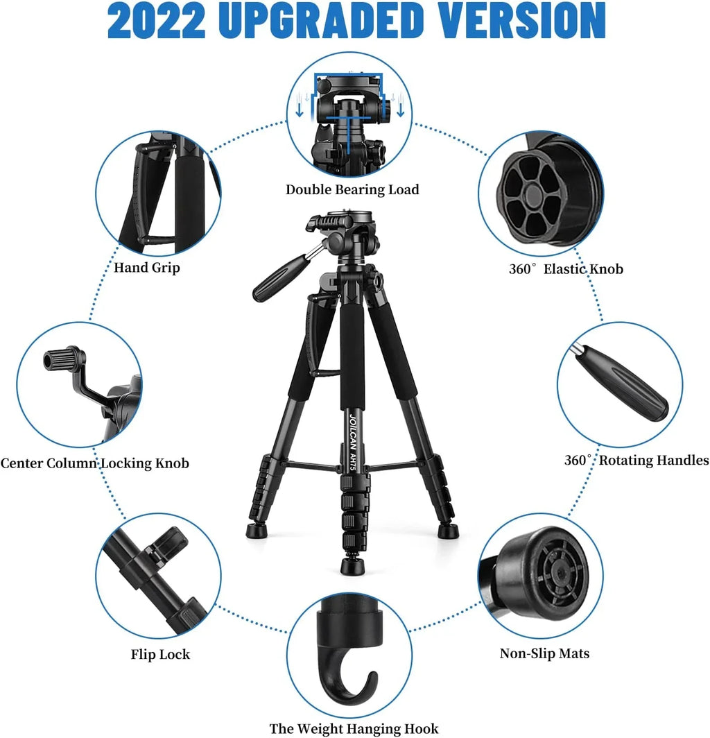 Phone Tripods, Tall Stand Tripod for Camera Video Cell Photography, Tripod 74" Camera Tripod, Heavy Camera Duty