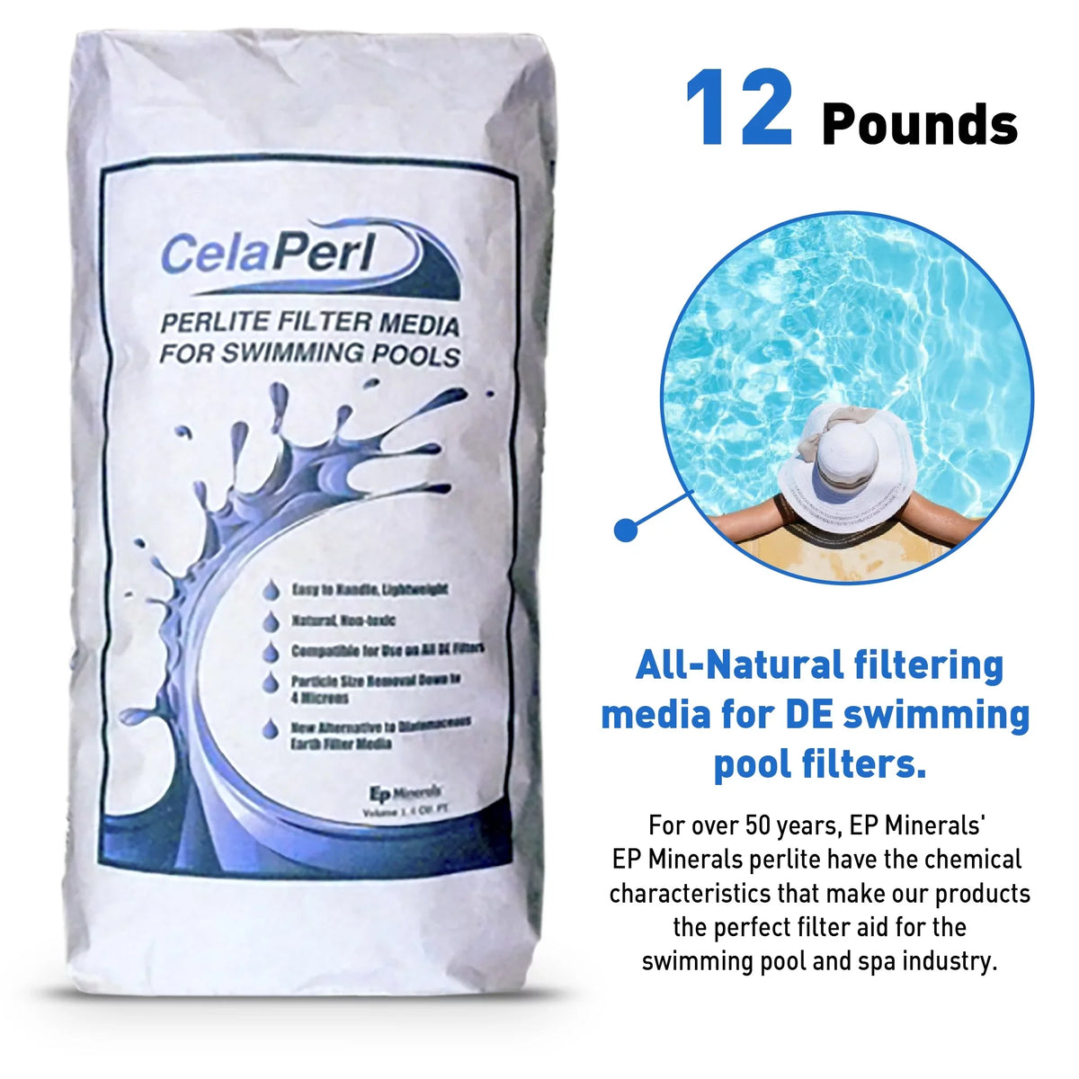 – CelaPerl Perlite Diatomaceous – - Pool & 12 Alternative 24 Earth Pool Filter Swimming Spa Pounds = Aid Pounds DE Filtration
