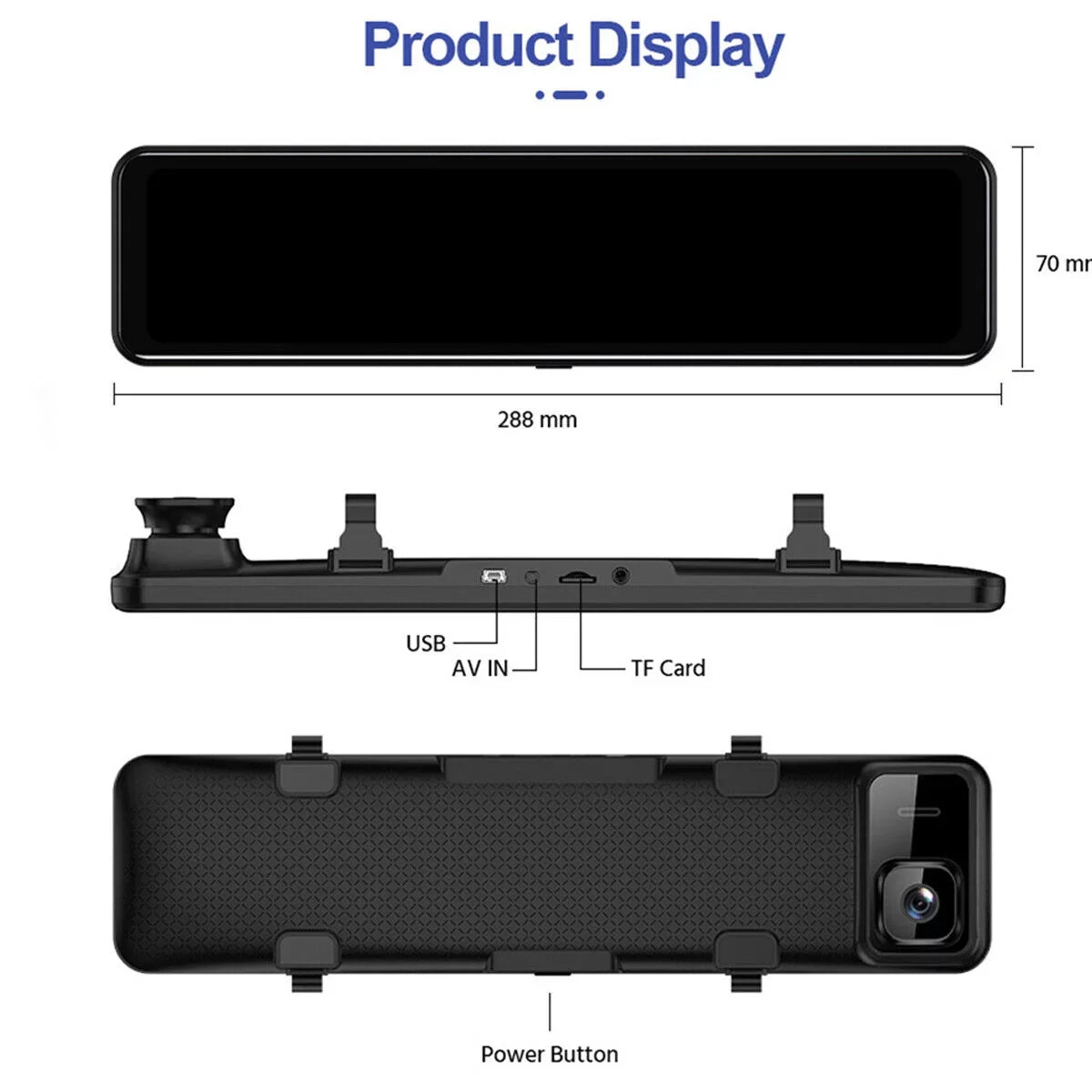 Dual Rear Angle Dash Vision Screen w/Night 4K Car Ele-mall Car Front G-Sensor Dash Camera Wide Backup Camera Dual Cam, 12inch for Touch