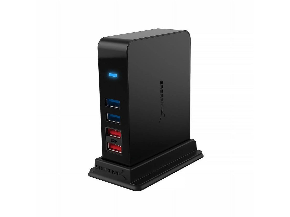 12V/4A Charging Power with [Black] HUB USB 2 3.0 Port 7 (HB-U930) + SABRENT Ports Adapter