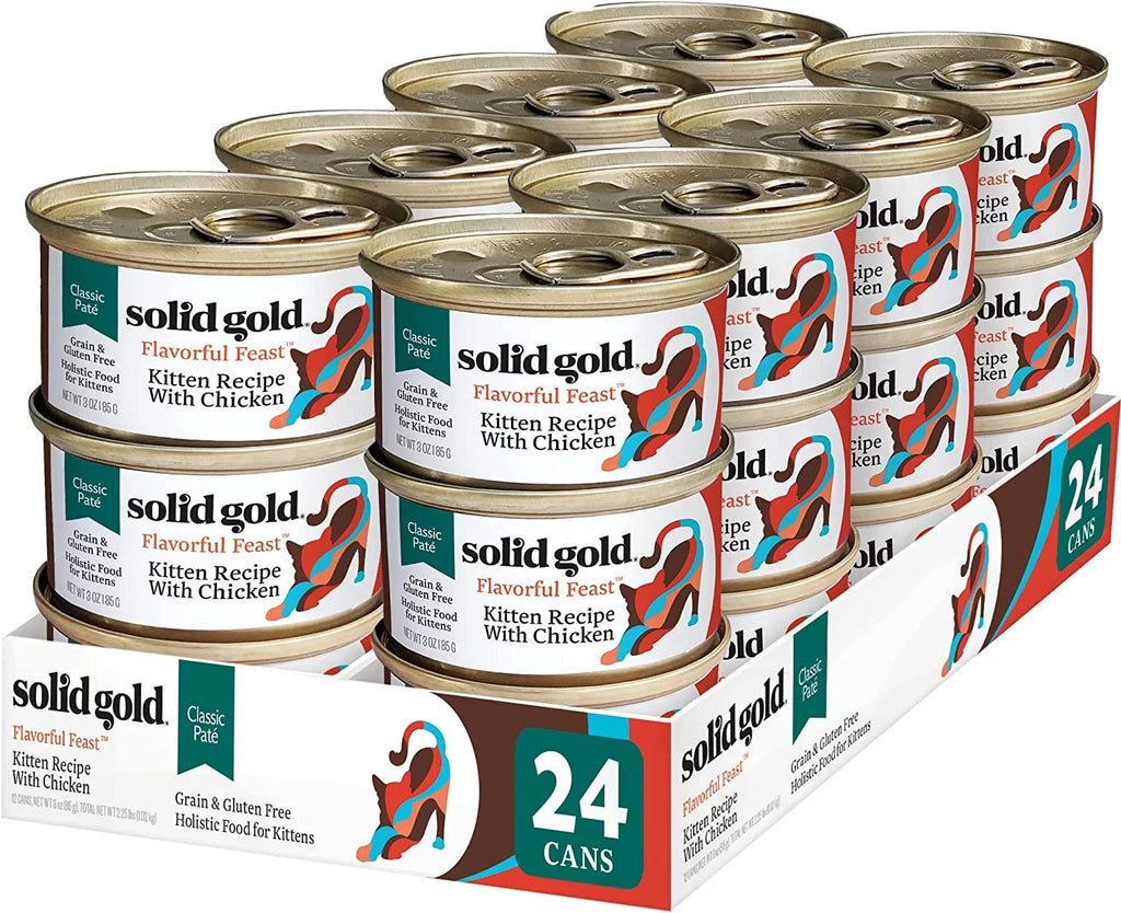 Food Stomach Protein for - Gold Sensitive Wet Grain High for Digestion, Chicken Solid & (24 Coat Cat 3oz Made Wet Pate - with Food Healthy Free Real Kitten Skin, Count) - Kittens
