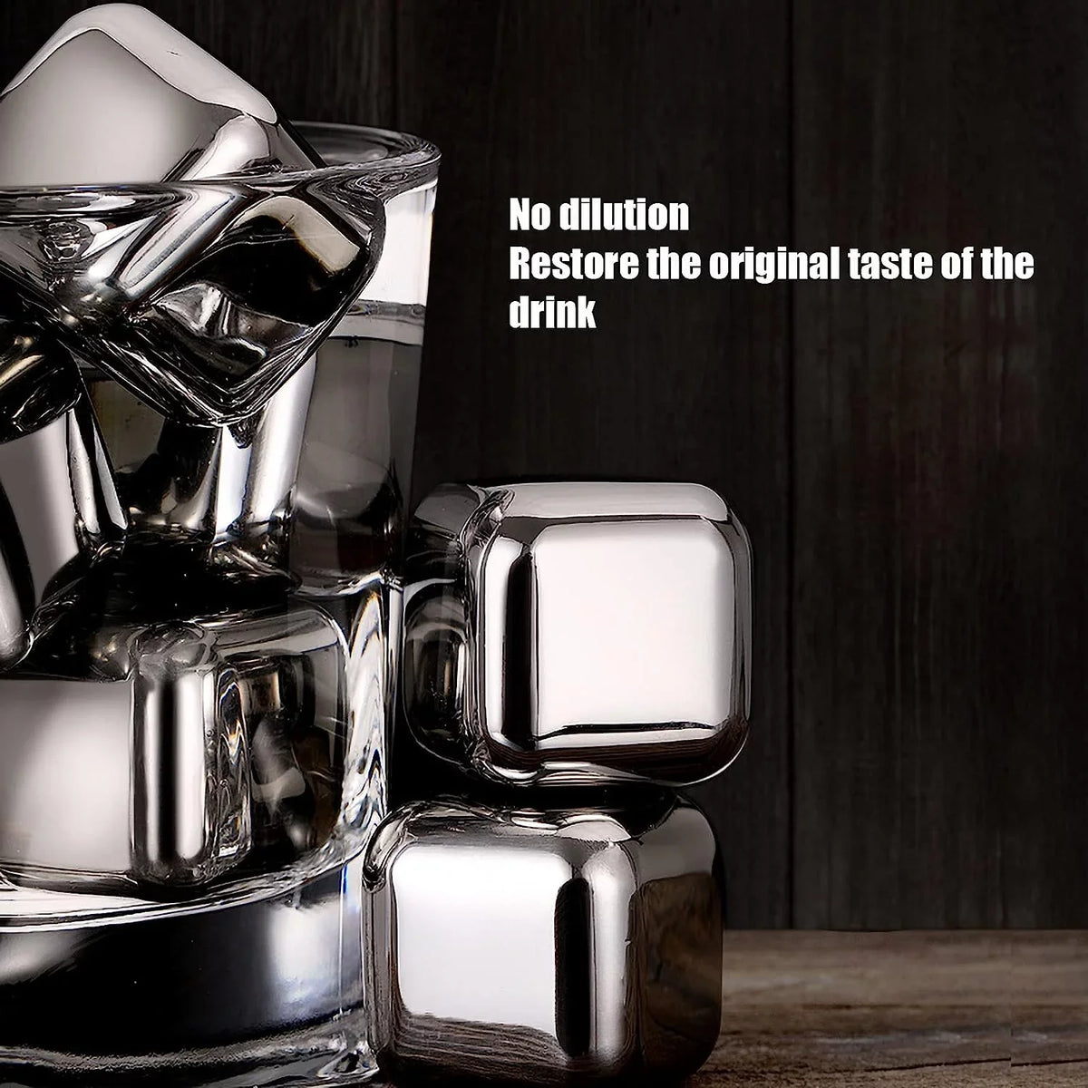Stainless Tonic Party Rocks Reusable Pieces,Color:Square) Whisky Men Gin Women(Size:8 Cooling Chilling Steel Drinks Ice Metal Wine Stones Scotch Cube for Whisky