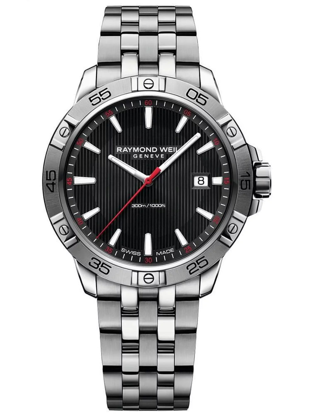 Analog Quartz 8160-ST2-20001 Steel Watch Bracelet Raymond Tango Men's Weil & Case Dial Black 41mm