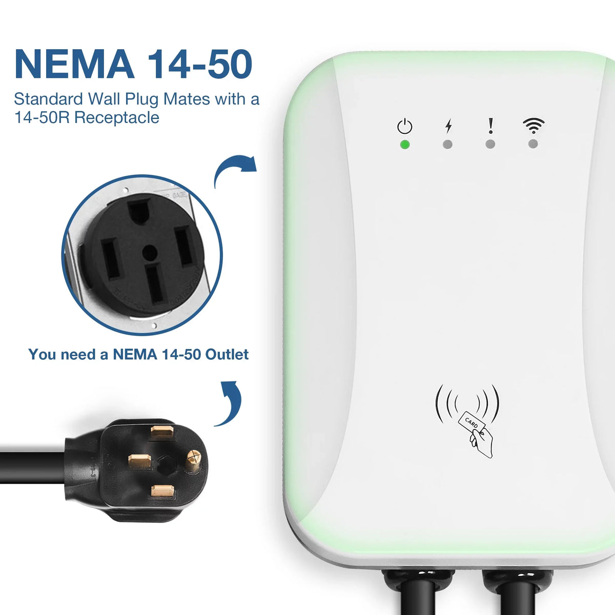Volt EV Car Portable Amp, Standard SAE Station (40 Charging Indoor/Outdoor ) NEMA 14-50 J1772 NEMA Vehicle ft Level 25 Charger Charging Charger with 2 Plug Cable, 240 Electric 14-50