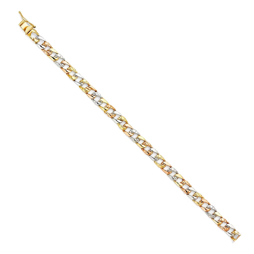 3C Tri Men’s Weight for Women Nugget Color Elegant Gold 14k 6.3 | Chain Bracelets Gold Link and Jewelry Cuban Bracelet - Gift 7" for Stamp Men| |