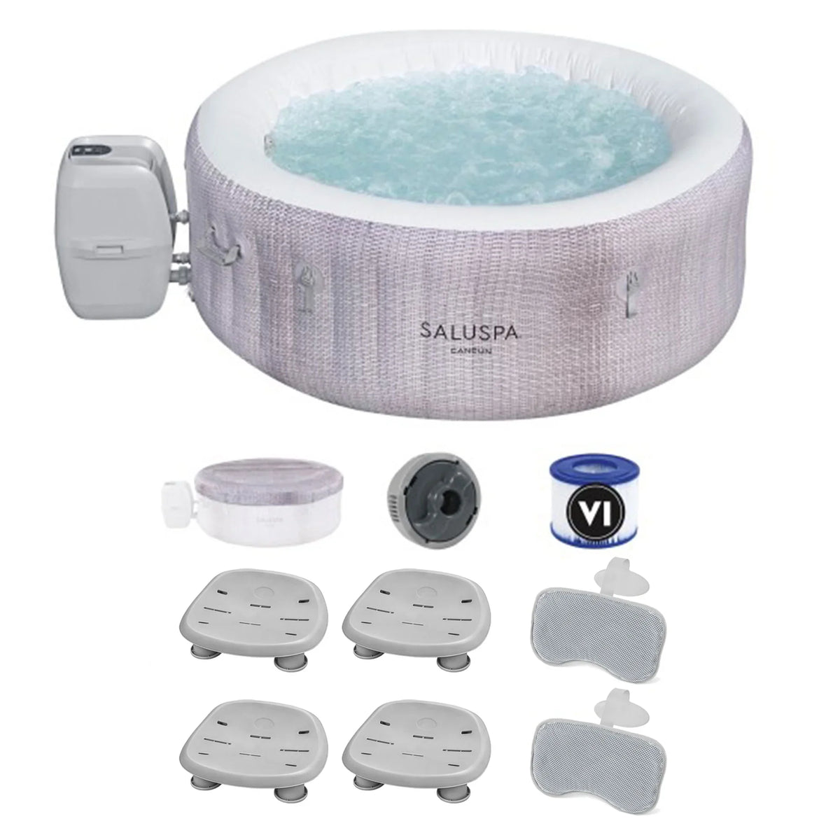 w/2 Bestway Seat Spa SaluSpa Pillows Hot SaluSpa Tub 2 Cancun Inflatable &