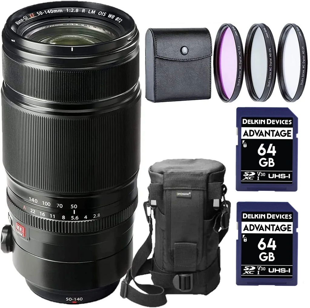 Tripod R OIS Filter Lens 2X & Case Card, SDXC WR kit, f2.8 (USA Fujinon Lens Memory Fujifilm - Flexible Warranty) Fuji PC 50-140mm 3 Bundle with F2.8 50-140mm XF | LM Fujifilm Authorized