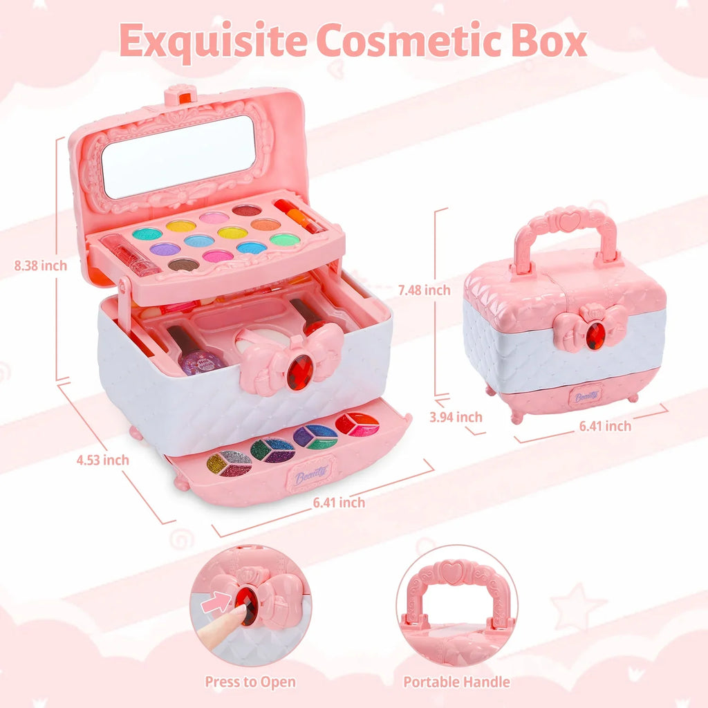 42 Cosmetic Makeup Kids Makeup Christmas Toys Real Non-Toxic WATTNE Frozen Safe Kids Girl Set Kit, Washable for Makeup Birthday (Pink) 3-12 Year Makeup Gift Pcs Girl for Set, & & Kit Old Toddler