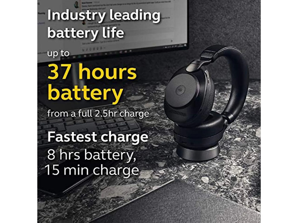 UC for Bluetooth - Life, Cancelling Calls Wireless of Music, Black Advanced 85 Headphones Battery Stereo, and Noise Wireless Headset Jabra Headphones 37 Hours Link380a, Evolve2 with