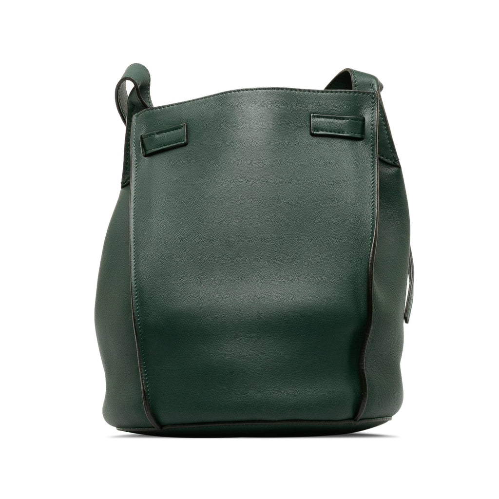 Bag Green (Good) DrawstringBag Pre-Owned Bucket Unisex Calf Bag Big Leather Authenticated Celine Bucket