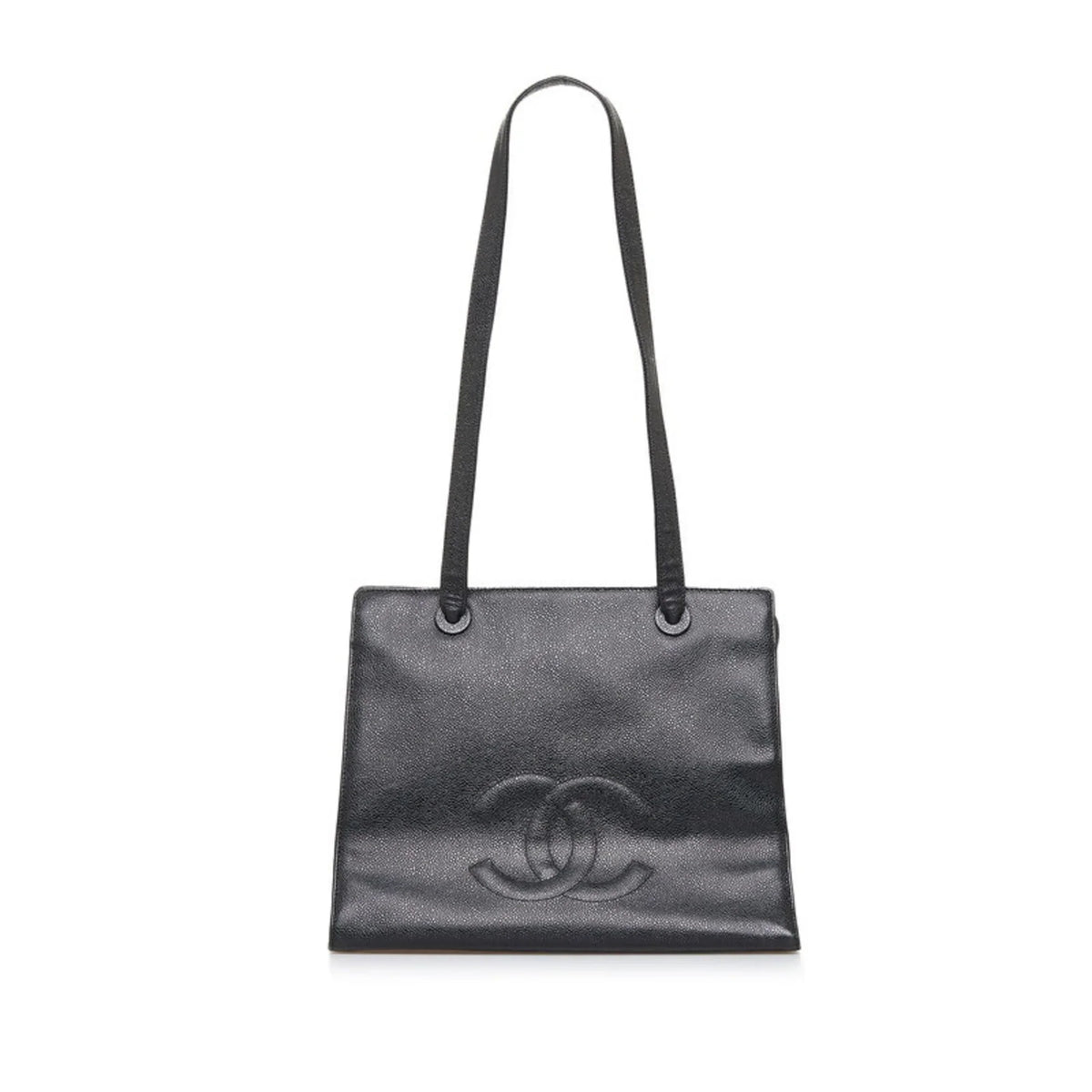 Bag Caviar (Good) Pre-Owned Shoulder Tote Chanel Mark CHANEL Coco Women's Black Skin