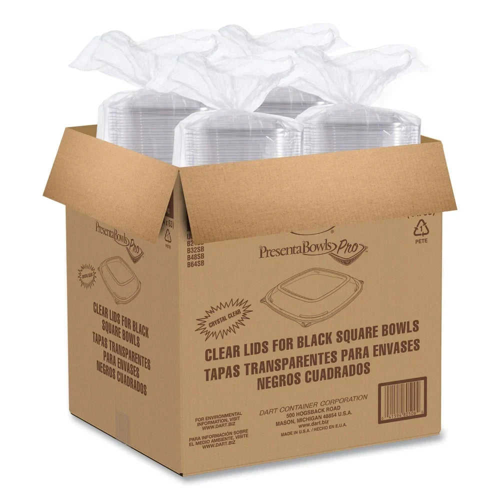 Dart Bags/Carton x Pro Bowls, oz 4 Plastic, Lids 24-32 Square Clear, 8.5 0.5, Clear 63/Bag, for PresentaBowls x 8.5