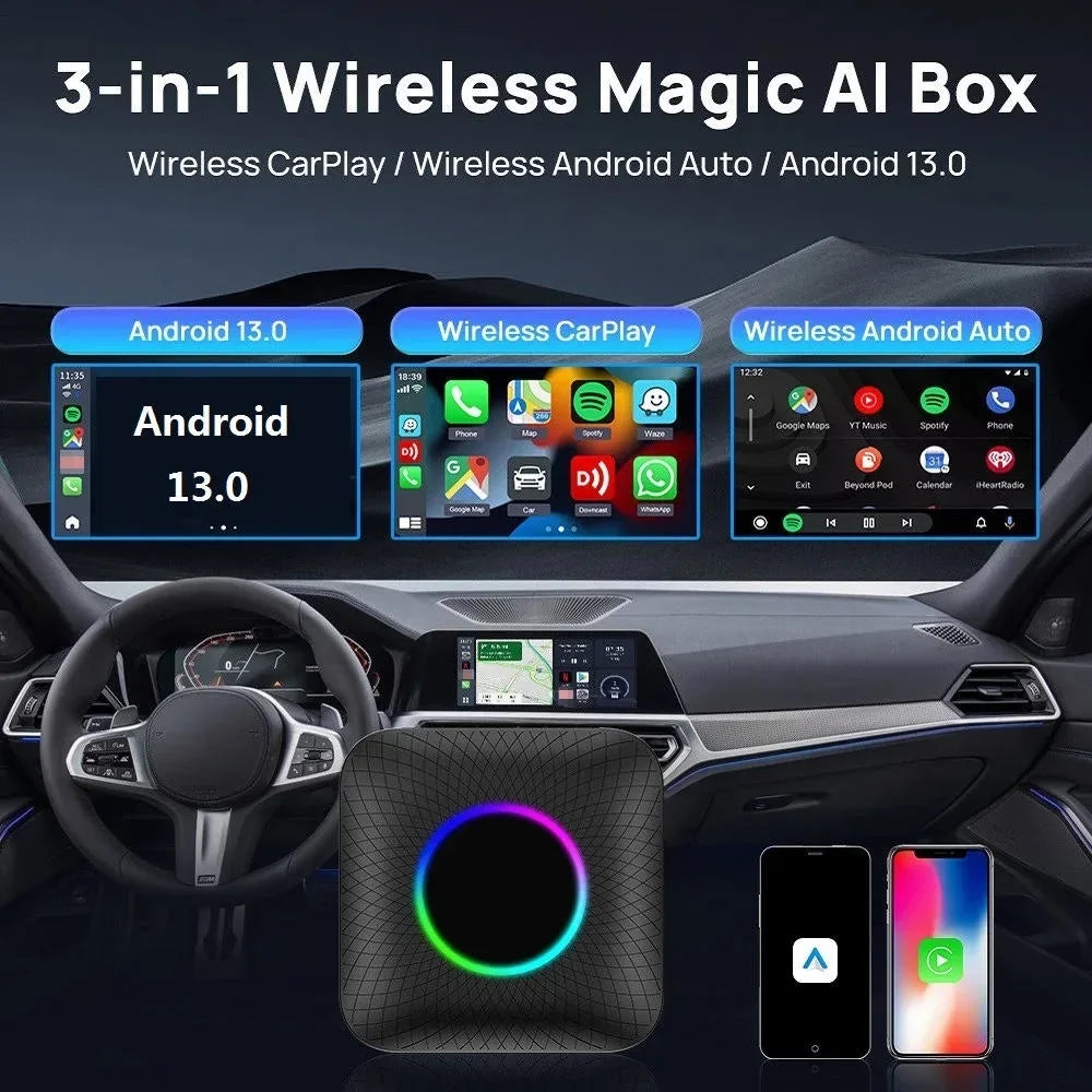 CarPlay & Netflix 13 Led Android Wireless QCM6225 Auto Apple For Accessories Smart Ai Car Tv Youtube Android Carlinkit Box Box