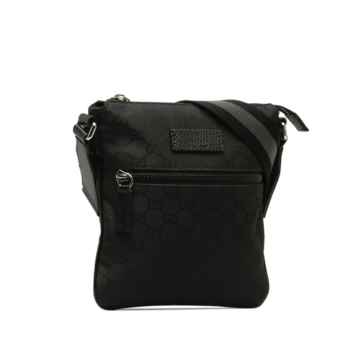 Web GG Bag Authenticated Fabric Nylon (Good) Crossbody Black Crossbody Pre-Owned Gucci Unisex