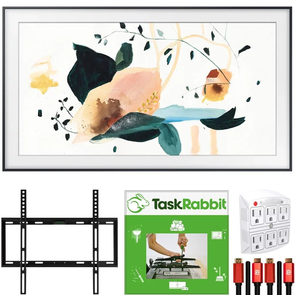 65-inch Services Surge Samsung 4K Model) Frame with TV + Wall (2020 QN65LS03TA Smart QLED + Cables Installation Gear TaskRabbit The HDMI UHD Adapter Customizable Bundle + Deco Mount 3.0 Frame