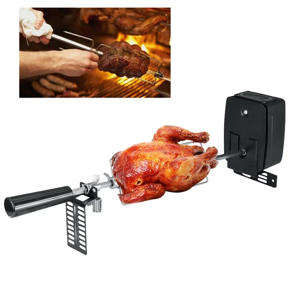 Spit Grill Roaster Outdoor Barbecue Steel Rotisserie Kit Motor Rod Stainless Electric BBQ