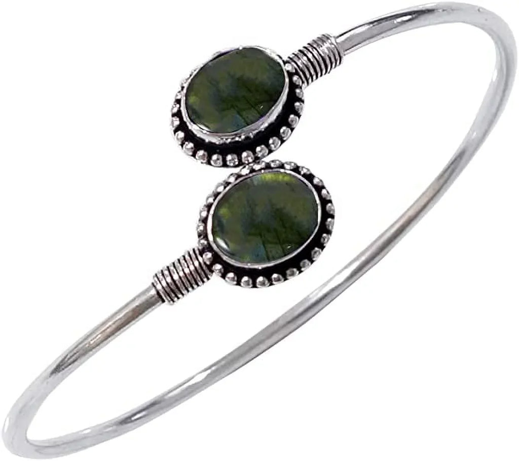 Gemstone Designer Modern Tribal Women, Handmade Bohemian Natural Boho Fashion labradorite Bracelet, Party Plated Jewellery Design Silver For Bracelet Cuff