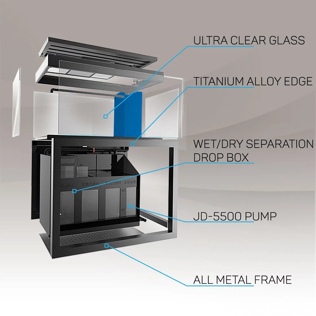 All-in-one White Aquarium Gallon Tempered and 235 Aqua Dream Silver Glass