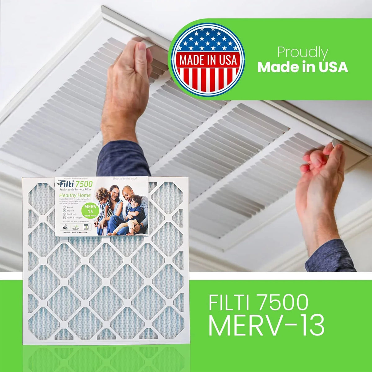 Filti Pack) Filter 7500 20x25x5 (2 MERV Home Pleated Air Furnace HVAC 13