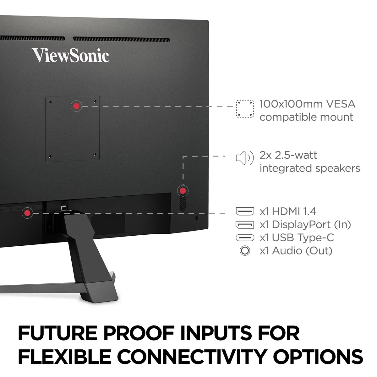 Inch with IPS Eye Bezels, HDR10 65W VX3267U-2K Monitor ViewSonic C, Input and DP 1440p USB Care, HDMI, 32 Support, Content Ultra-Thin