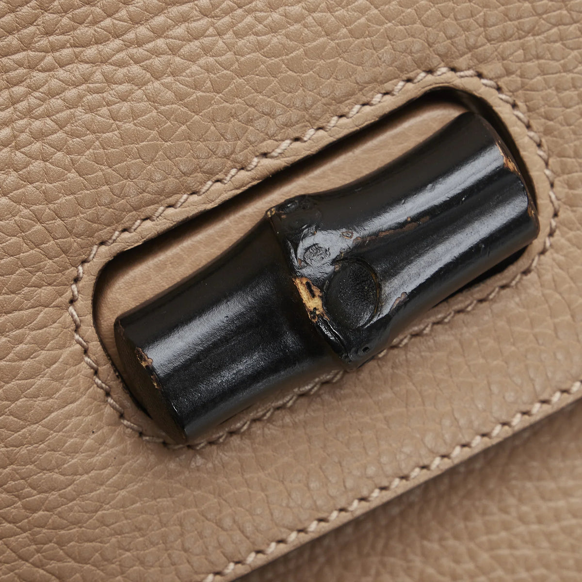 Leather Daily Pre-Owned Satchel Calf (Good) Medium Gucci Brown Bamboo Authenticated Unisex