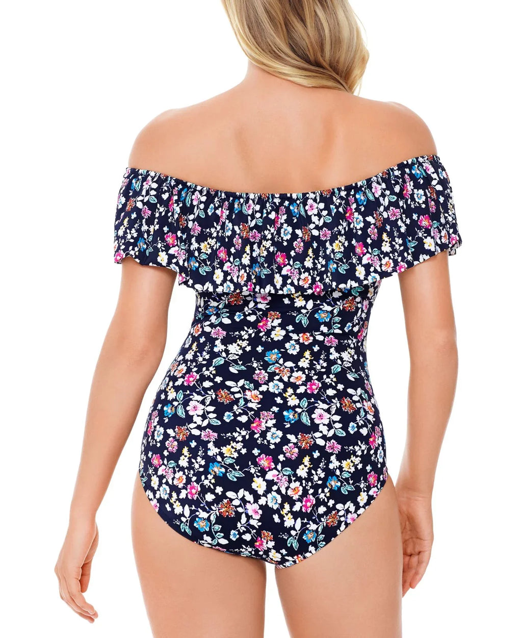 Solutions 14 Swim Ditsy Blue Piece Vintage Womens Swim One Floral