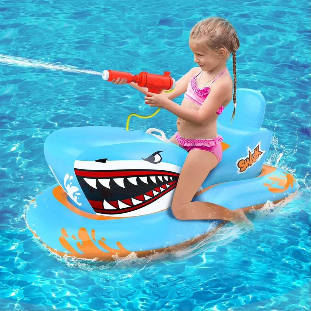 Waterpistol Kid Kids,Shark Girls Boys Pool for Ride-on 3-12 Game Pool Toys Floats Pool Age with for