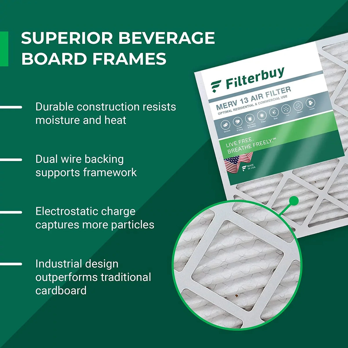 HVAC for Air Furnace Trion Bear Filters Air 255649-103 Filterbuy (3-Pack) Pleated 20x20x5 AC MERV 13
