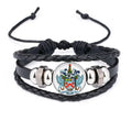 Woven Nevis National Braided Kitts Emblem Rope Bracelet Wristband Leather and