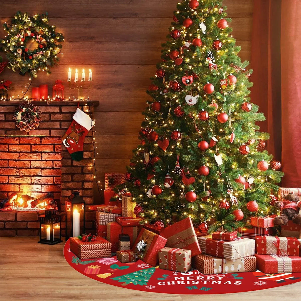 Tree Outdoor 36 Pattern Christmas Tree Ornaments Plush Soft Christmas and Party Indoor Tree Mat for Skirt Holiday Gold Red Skirt with Decorations Inches Snow