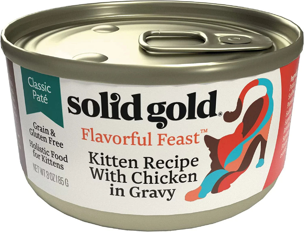 Food Stomach Protein for - Gold Sensitive Wet Grain High for Digestion, Chicken Solid & (24 Coat Cat 3oz Made Wet Pate - with Food Healthy Free Real Kitten Skin, Count) - Kittens