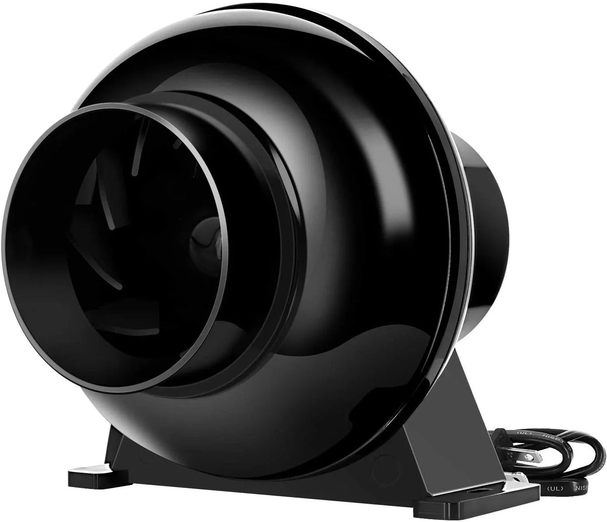Lite, Ventilation inch Circulation CFM Vent Duct 1-Pack 4" Fan 195 Blower Tent, Black, iPower Inline Grow 4 Air for